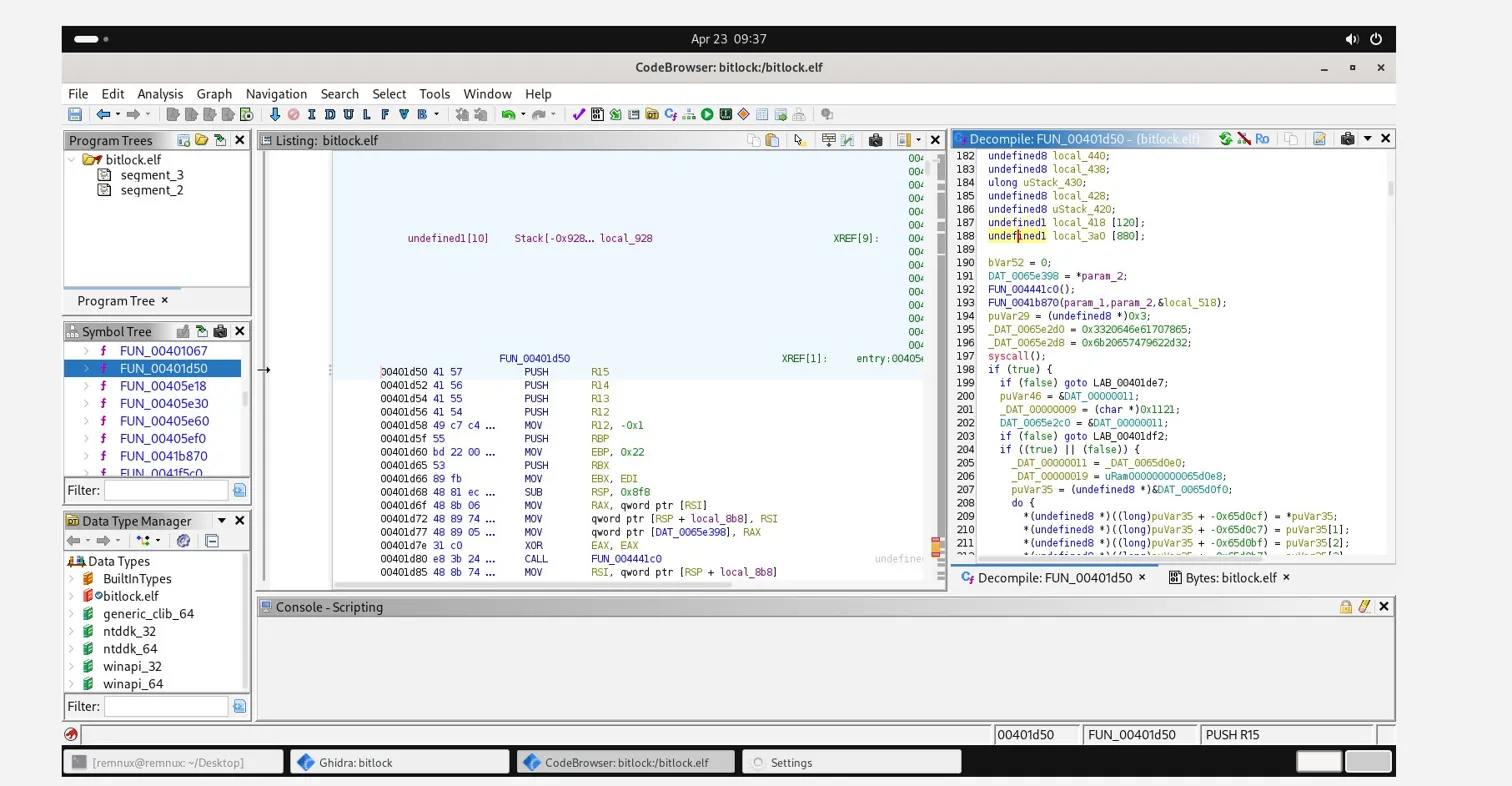 Ghidra decompiler showing ChaCha20 sigma constant at DAT_0065e2d0